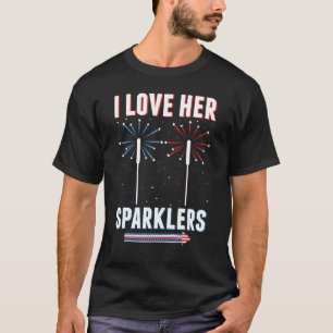 I Love Her Sparklers 4th of July Vuurwerk Koppels T-shirt