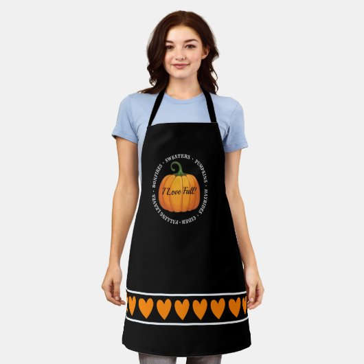I Love Herfst All-Over Print Apron Schort (Gedragen)