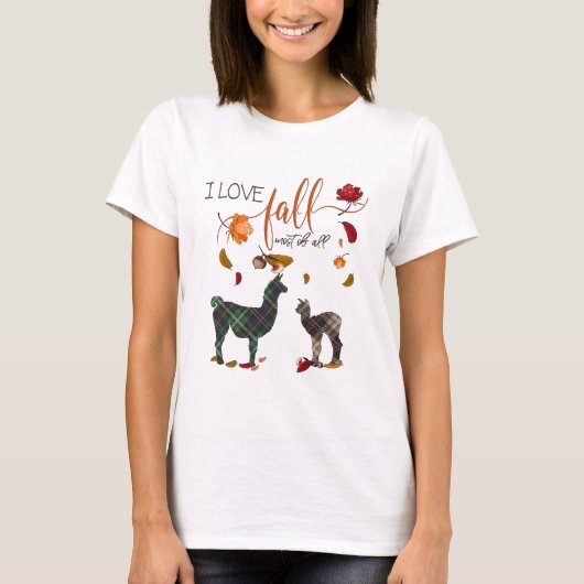 I Love Herfst for Llama Lovers T-shirt (Voorkant)