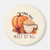 I Love Herfst - Pompoen en Pompoen Spice Latte Magneet (Voorkant)