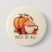 I Love Herfst - Pompoen en Pompoen Spice Latte Ronde Button 7,6 Cm (Voorkant)