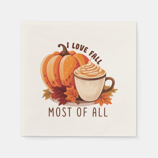 I Love Herfst - Pompoen en Pompoen Spice Latte Servet (Voorkant)