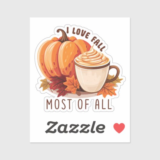 I Love Herfst - Pompoen en Pompoen Spice Latte Sticker (Vel)