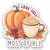 I Love Herfst - Pompoen en Pompoen Spice Latte Sticker (Voorkant)