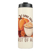I Love Herfst - Pompoen en Pompoen Spice Latte Thermosbeker (Voorkant)