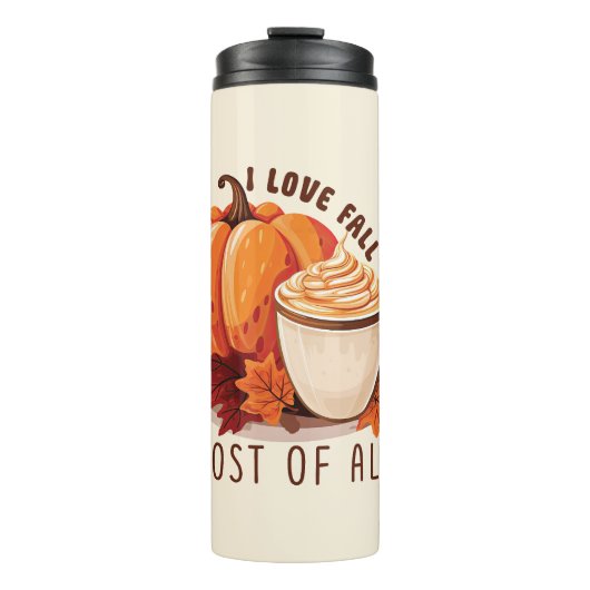 I Love Herfst - Pompoen en Pompoen Spice Latte Thermosbeker (Voorkant)