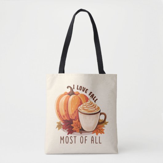 I Love Herfst - Pompoen en Pompoen Spice Latte Tote Bag (Voorkant)