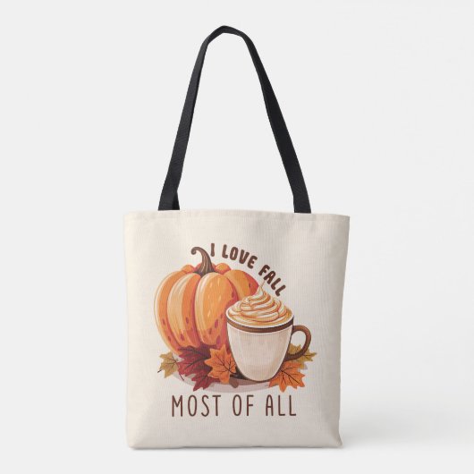I Love Herfst - Pompoen en Pompoen Spice Latte Tote Bag (Achterkant)