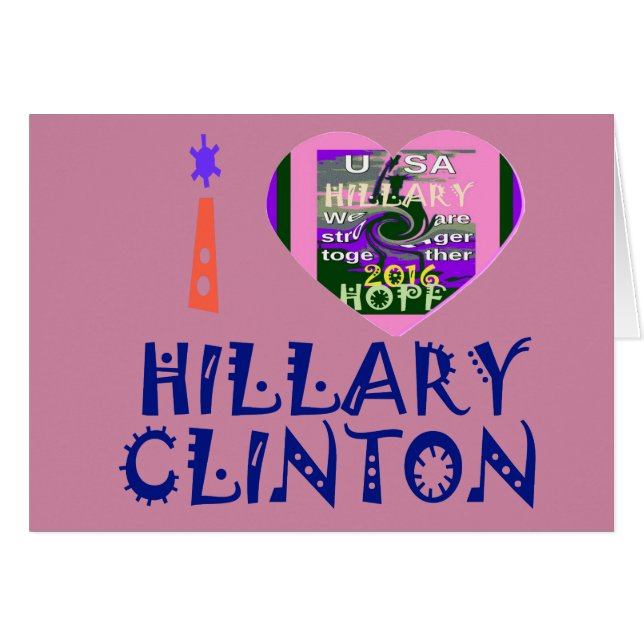 I Love Hillary Clinton for USA President Heart (Voorkant Horizontaal)