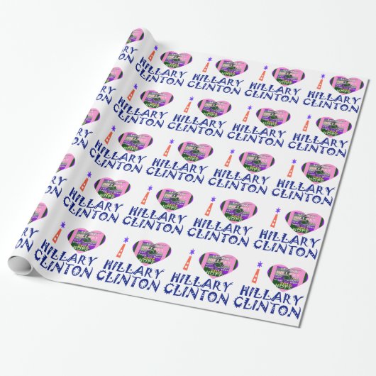 I Love Hillary Clinton for USA President Heart Cadeaupapier (Uitgerold)