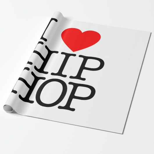I Love Hip Hop (Heart) - Rap en Hip Hop Fan Cadeaupapier (Uitgerold)