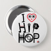 I Love Hip-Hop - Music Design, Badge Ronde Button 4,0 Cm (Voorkant /achterkant)