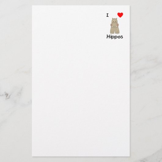 I Love Hippos (3) Briefpapier (Voorkant)