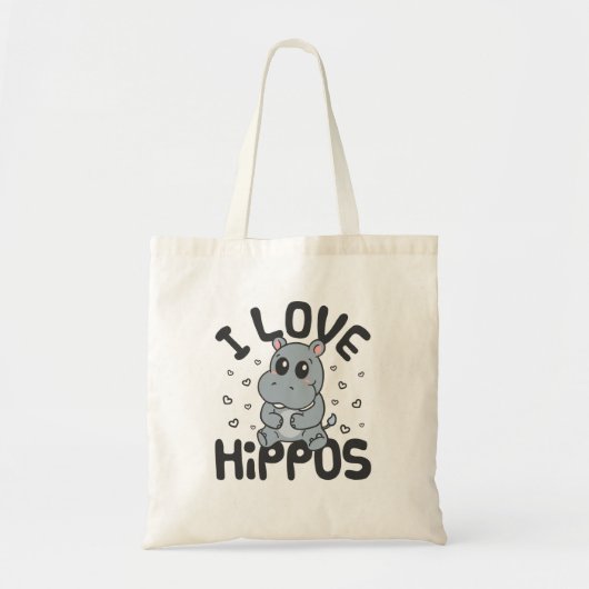 I Love Hippos Hippopotamus Lover Tote Bag (Voorkant)