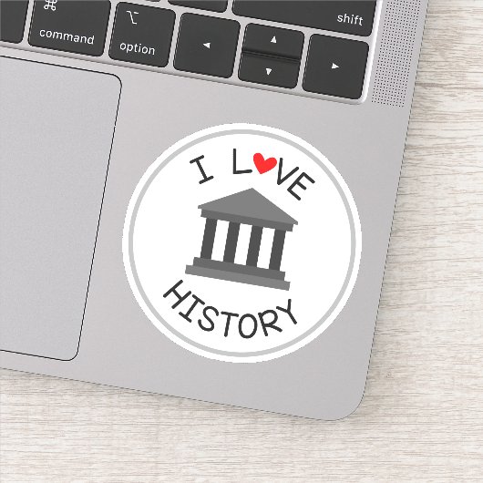 I Love History School Die Cut Sticker Decal (Detail)