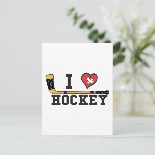 I Love Hockey Briefkaart (Staand voorkant)