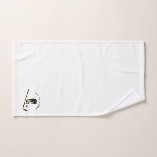 I Love hockey design with stick and helm Bad Handdoek (Handdoek)