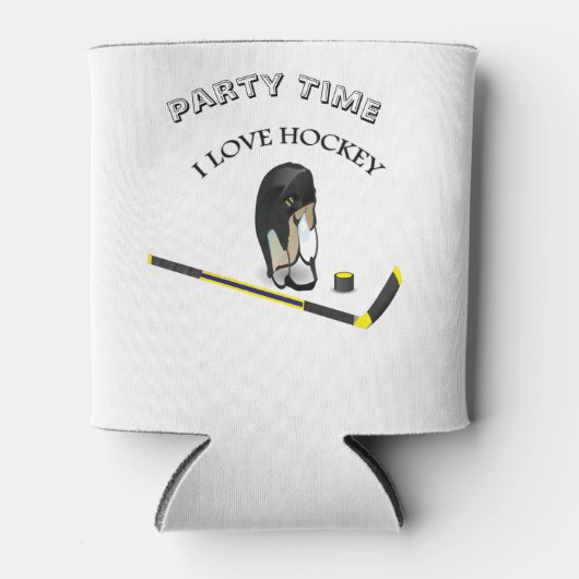 I Love hockey design with stick and helm Blikjeskoeler (Voorkant)