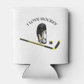 I Love hockey design with stick and helm Blikjeskoeler (Achterkant)