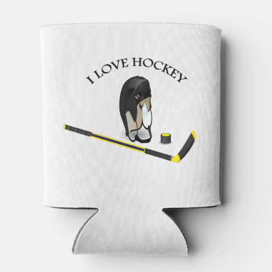 I Love hockey design with stick and helm Blikjeskoeler (Achterkant)