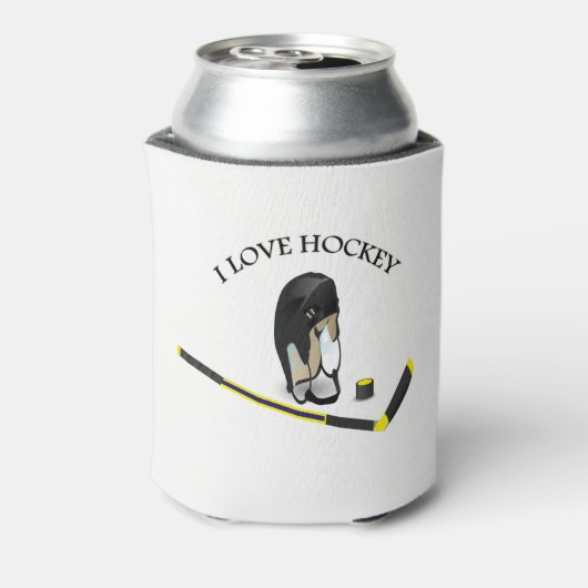 I Love hockey design with stick and helm Blikjeskoeler (Blikje Achterkant)