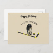 I Love hockey design with stick and helm Briefkaart (Voorkant / Achterkant)