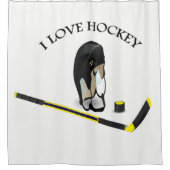 I Love hockey design with stick and helm Douchegordijn (Voorkant)