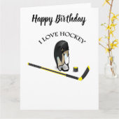 I Love hockey design with stick and helm Kaart (Gele Bloem)