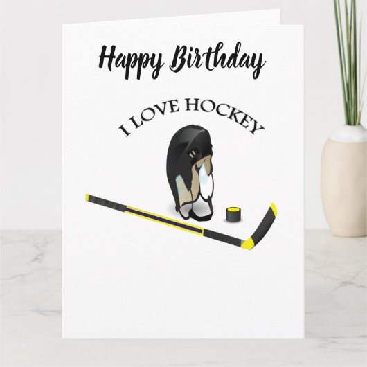 I Love hockey design with stick and helm Kaart (Voorkant)