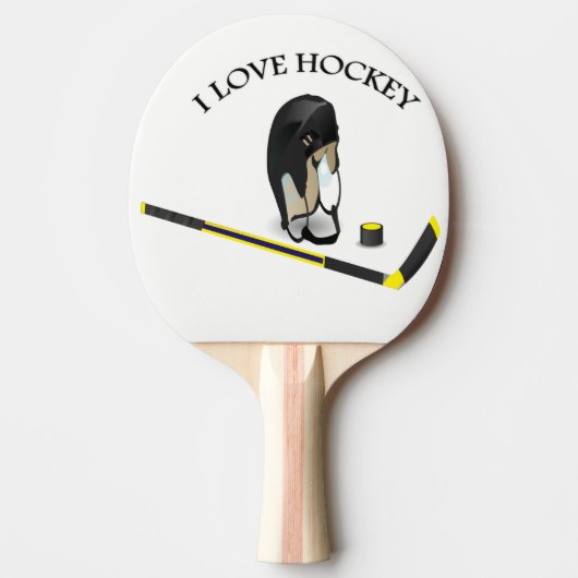 I Love hockey design with stick and helm Tafeltennisbatje (Voorkant)