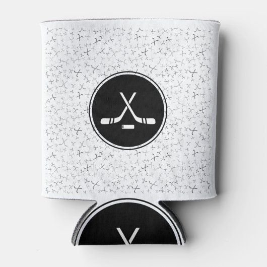 I Love Hockey Zwart & Wit Stijlvol Trendy Sportief Blikjeskoeler (Voorkant)