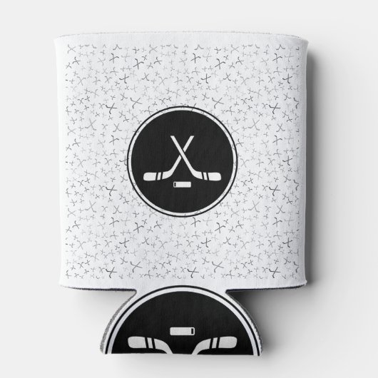 I Love Hockey Zwart & Wit Stijlvol Trendy Sportief Blikjeskoeler (Achterkant)