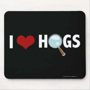 I Love Hogs Red/White Muismat
