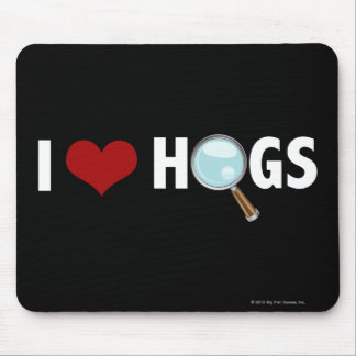 I Love Hogs Red/White Muismat