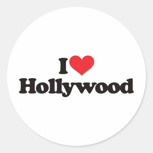 I Love Hollywood Ronde Sticker (Voorkant)