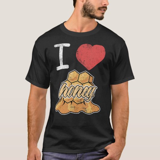 I Love Honey Beekeeper Beekeeping Honeycomb T-shirt (Voorkant)