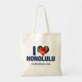 I Love Honolulu Cute Hawaii Hibiscus Flower Tote Bag (Voorkant)