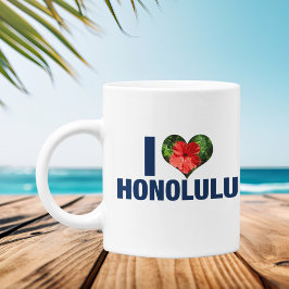 I Love Honolulu Cute Hawaiian Hibiscus Flower Koffiemok