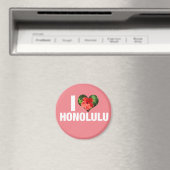 I Love Honolulu Hawaii Hibiscus Flower Pink Magneet (Insitu (Vaatwasser))
