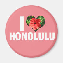 I Love Honolulu Hawaii Hibiscus Flower Pink