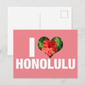I Love Honolulu Hawaii Hibiscus Flower Vaction Briefkaart (Voorkant / Achterkant)