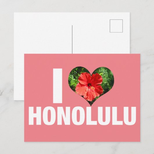 I Love Honolulu Hawaii Hibiscus Flower Vaction Briefkaart (Voorkant / Achterkant)