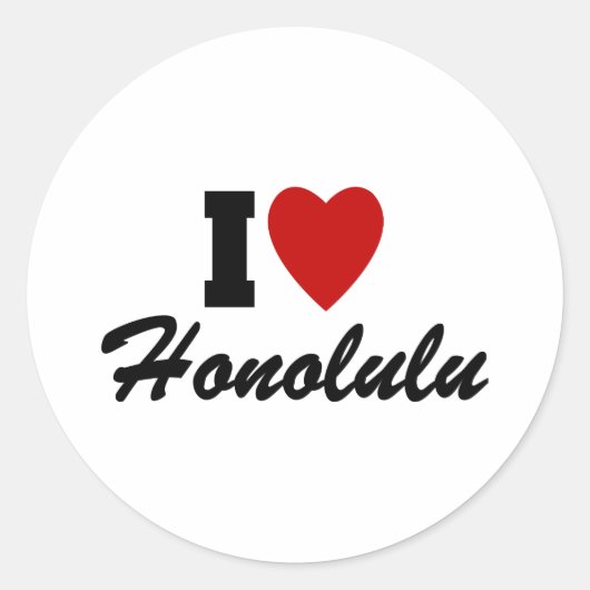 I Love Honolulu Ronde Sticker (Voorkant)