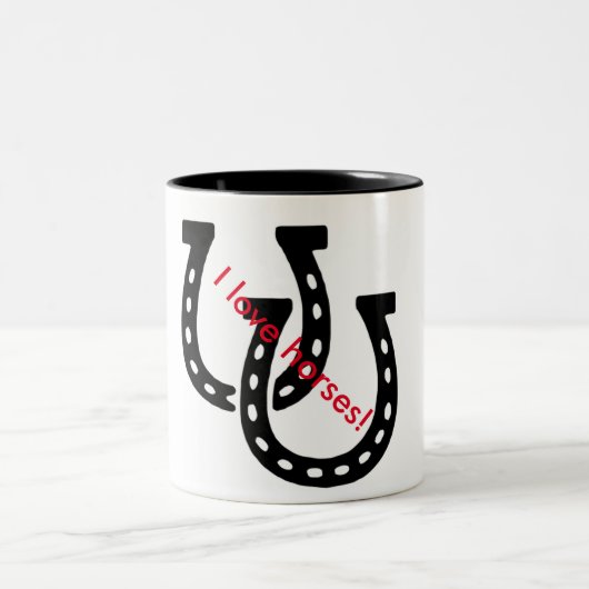 "I Love Horses" 11oz Coffee-Mok Tweekleurige Koffiemok (Center)