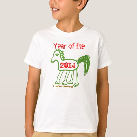 I Love Horses 2014 Jaar van het Paard T-shirt (Voorkant)