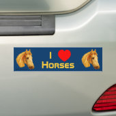 I Love Horses  Art Horse Bumpersticker (Op auto)