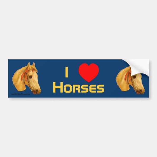I Love Horses  Art Horse Bumpersticker (Voorkant)