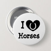I Love Horses Black and White Button (Voorkant /achterkant)