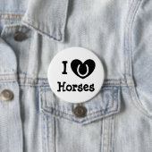 I Love Horses Black and White Button (In situ)
