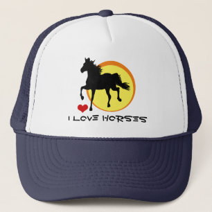 I Love Horses & Black Horse Running / Horticulture Trucker Pet
